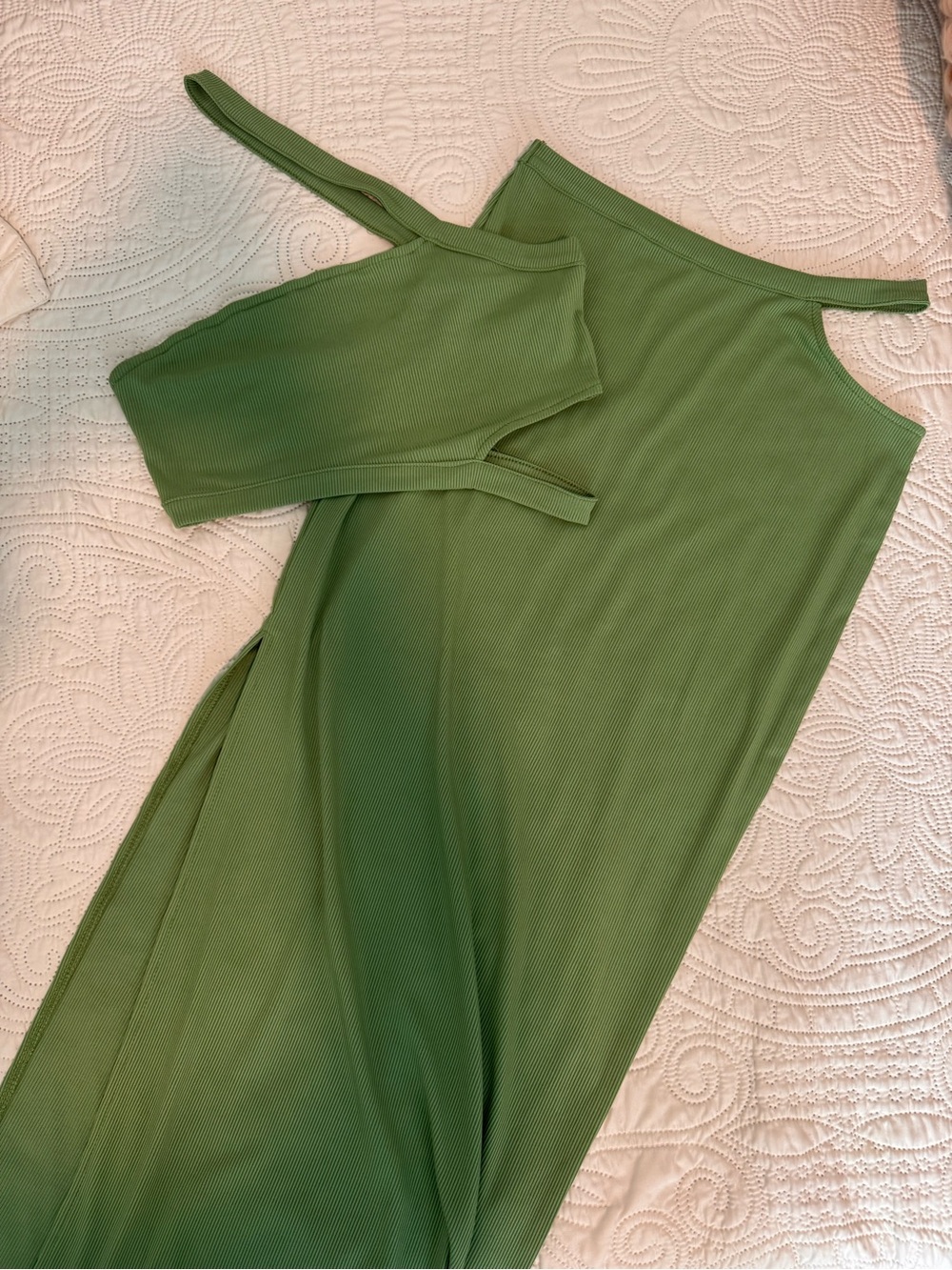 Green Midi two piece set with Side Slit